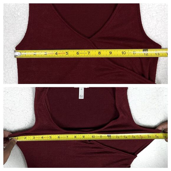 Leith Melange Wrap Ruched Dress Womens Size XS Red Dresses - Picture 12 of 16